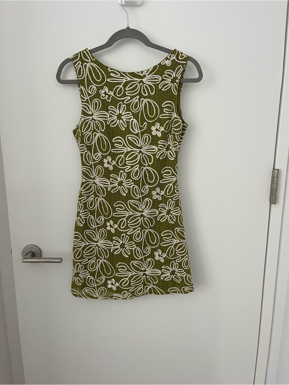 Lulus Fenicia Green Abstract Floral Embroidered Mini Dress